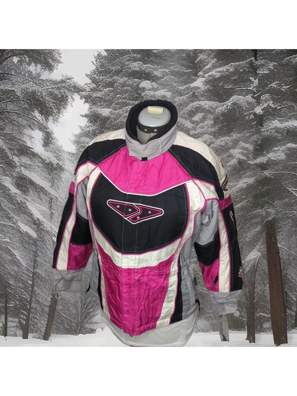 FXR Mock Neck SNOWMOBILE  RACER RACING JACKET INSULATED PINK Retro WOMEN SMALL 6